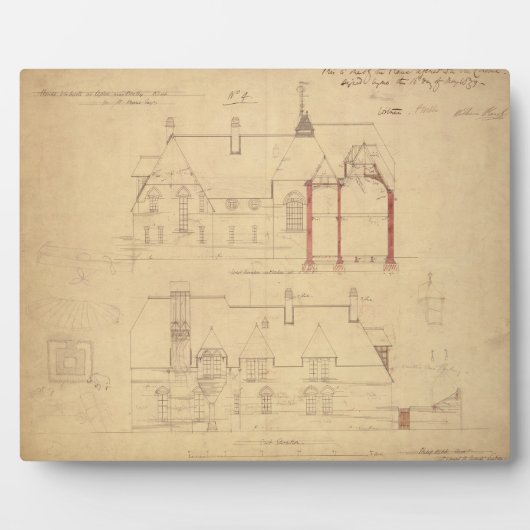 Elevations for The Red House, Bexley Heath (pen an Fotoplatte (Vorderseite)