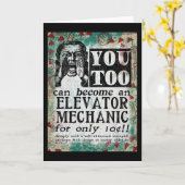 Elevator Mechanic - Funny Vintage Retro Karte (Gelbe Blume)