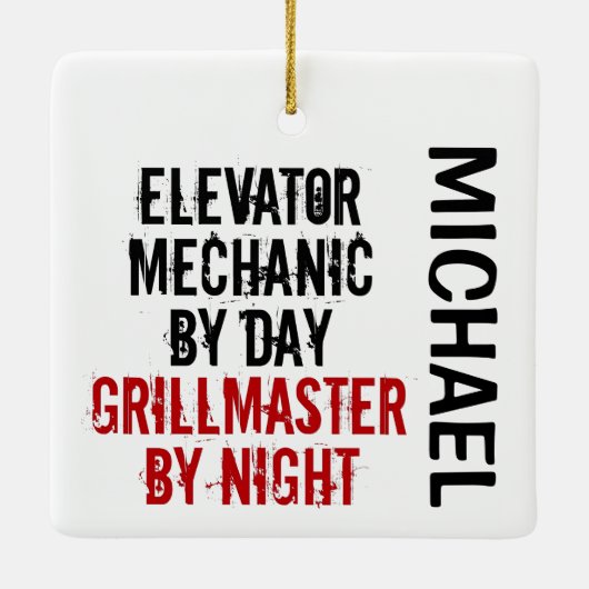 Elevator Mechanic Grillmaster CUSTOM Keramikornament (Rückseite)