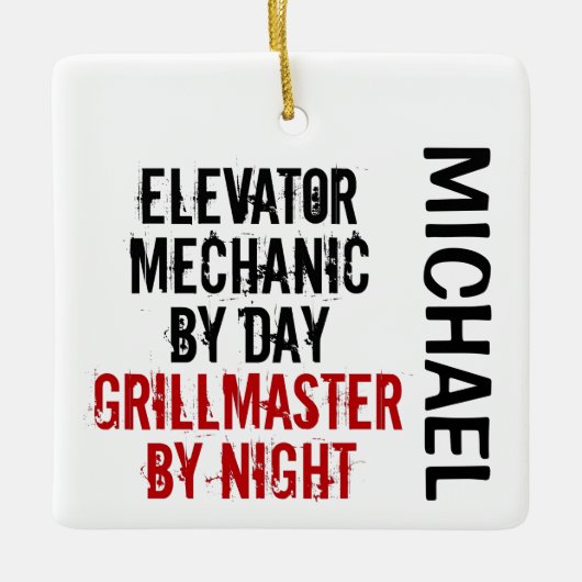 Elevator Mechanic Grillmaster CUSTOM Keramikornament (Vorderseite)