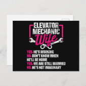 Elevator Mechanic Maintenance Wife Technician Postkarte (Vorne/Hinten)