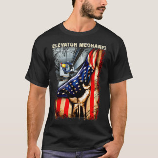 Elevator Mechanical American Flag Premium T-Shirt