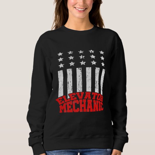 Elevator Mechanical Maintenance Life US Flag Techn Sweatshirt (Vorderseite)