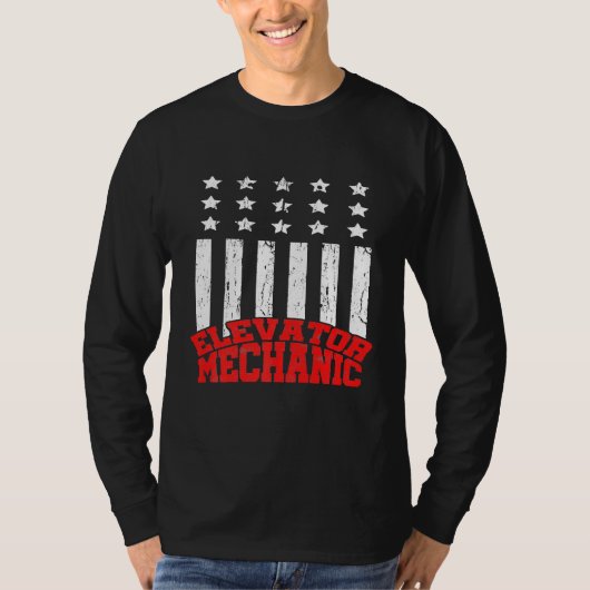 Elevator Mechanical Maintenance Life US Flag Techn T-Shirt (Vorderseite)