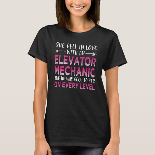 Elevator Mechanische Ehefrau Girlfriend Techniker  T-Shirt (Vorderseite)