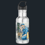 Elevator repairman with his cats edelstahlflasche<br><div class="desc">Elevator repairman with his cats</div>