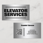Elevator Services Silver QR Visitenkarte (Vorne/Hinten)