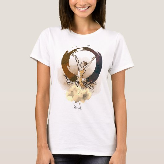 Élevé Balletcore Tee – Enso & Watercolor Ballerina (Vorderseite)