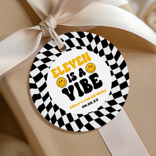 Eleven Is A Vibe Retro 11. Geburtstagsfeier Geschenkanhänger