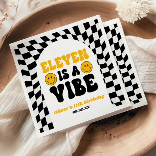 Eleven Is A Vibe Retro 11th Birthday Party Serviette