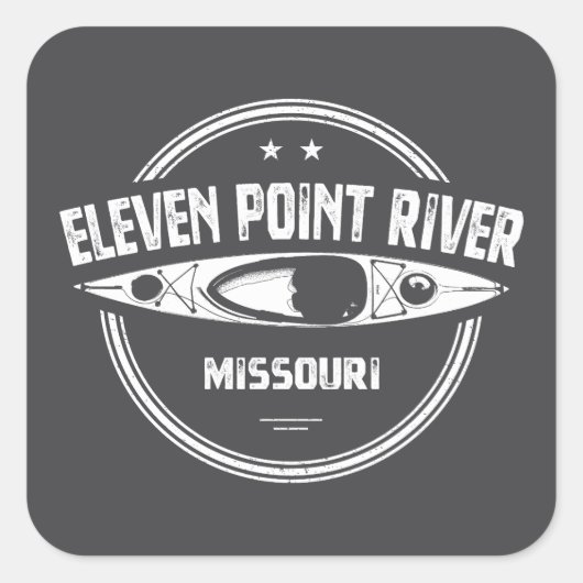 Eleven Point River Missouri Kayaking Quadratischer Aufkleber (Vorderseite)
