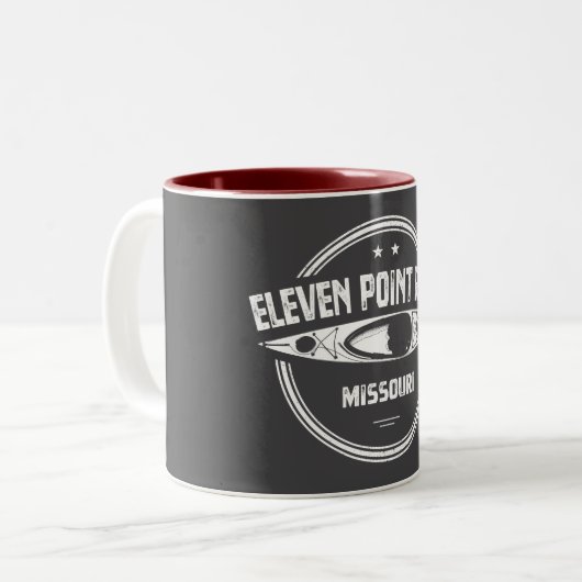 Eleven Point River Missouri Kayaking Zweifarbige Tasse (Vorderseite Links)