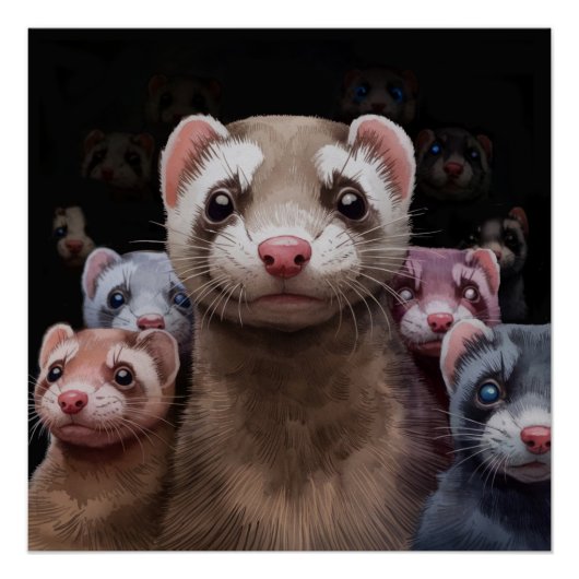Eleven Stoic Ferrets Poster Wine Art (Vorderseite)