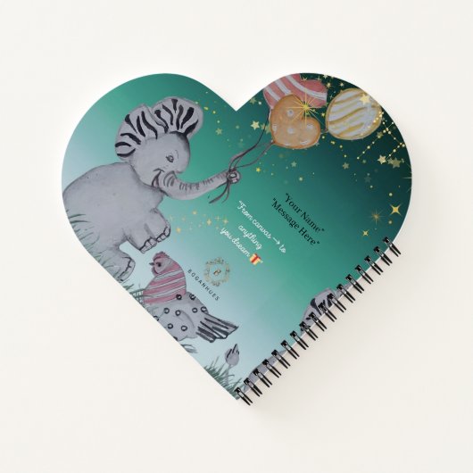 'Eleze' - Elephant Boganhues Print Spiral Notebook Notizblock (Rückseite)