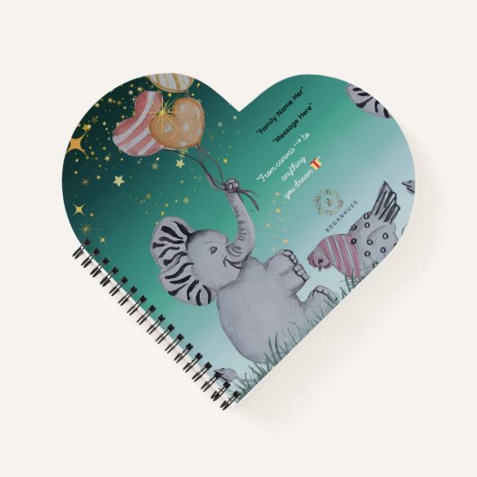 'Eleze' - Elephant Boganhues Print Spiral Notebook Notizblock (Vorderseite)