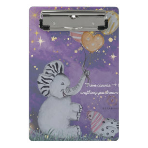 "Eleze Elephant & Polka Hen" Boganhues Abdeckung Mini Klemmbrett