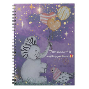 "Eleze Elephant & Polka Hen" Boganhues Abdeckung Notizblock