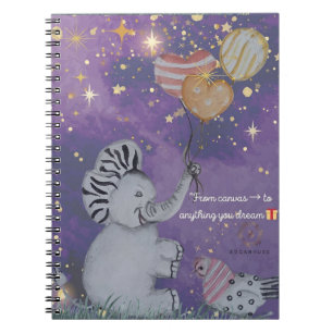 "Eleze Elephant & Polka Hen" Boganhues Abdeckung Notizblock