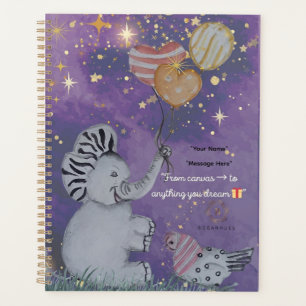 "Eleze Elephant & Polka Hen" Boganhues Abdeckung Planer