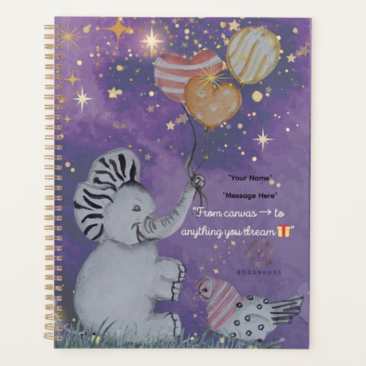 "Eleze Elephant & Polka Hen" Boganhues Abdeckung Planer (Vorderseite)