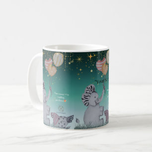 "Eleze Elephant & Polka Hen" Boganhues-Druck Kaffeetasse
