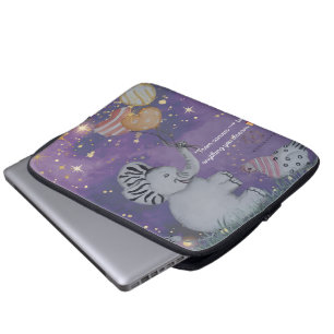 "Eleze Elephant & Polka Hen" Boganhues Print Laptopschutzhülle