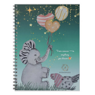 "Eleze Elephant & Polka Hen" Dreamy Notebook Cover Notizblock