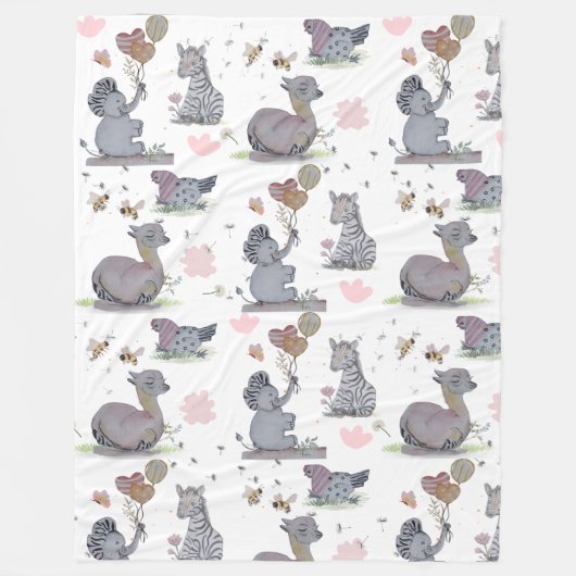 "Eleze Elephant & Polka Hen" Fleecedecke (Vorderseite)