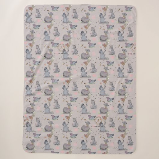 "Eleze Elephant & Polka Hen" Sherpadecke (Vorderseite)