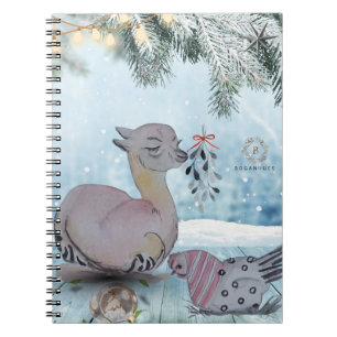 "Eleze style Lama with Polka Hen" Boganhuabdeckung Notizblock