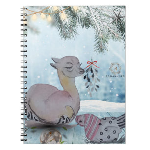 "Eleze style Lama with Polka Hen" Boganhuabdeckung Notizblock