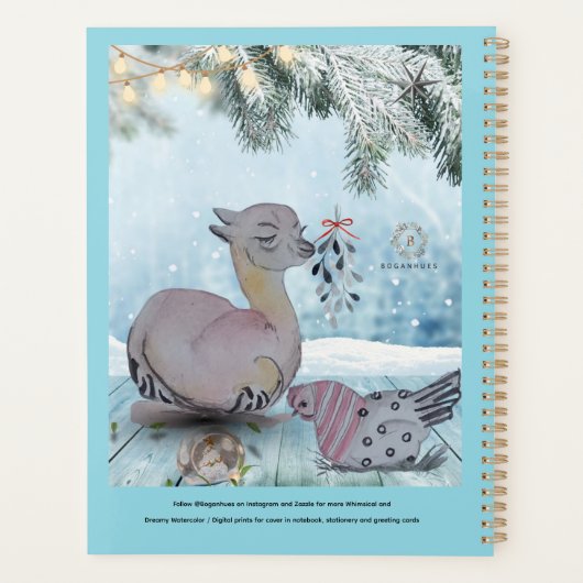 "Eleze style Lama with Polka Hen" Boganhuabdeckung Planer (Rückseite)