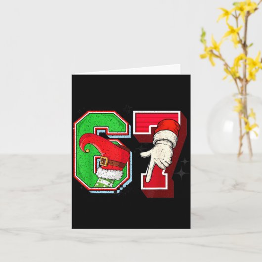 Elf 6 7 Christmas Santa Trendy Meme Six Seven Twee Karte (Gelbe Blume)
