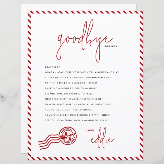 Elf-Abfahrtsbrief Auf Wiedersehen von Ihrem Elf-Hi (Vorne/Hinten)
