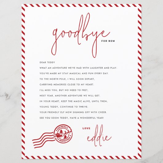 Elf-Abfahrtsbrief Auf Wiedersehen von Ihrem Elf-Hi (Vorderseite)