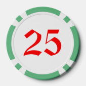 Elf Achtung, grüner 25 gestreifter Poker-Chip Pokerchips (Rückseite)