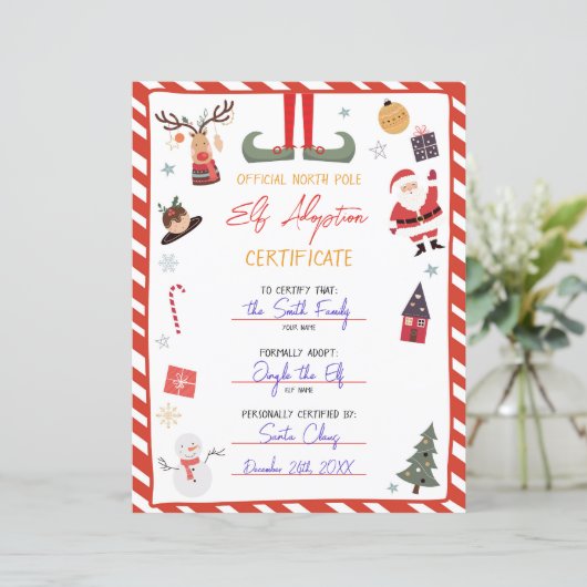 Elf-Adoption-Zertifikat Adoptierte ein Elf Weihnac (Stehend Vorderseite)