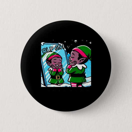 Elf an sich selbst - Niedlicher Cartoon Elf bleibt Button (Vorderseite)