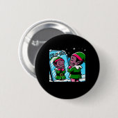 Elf an sich selbst - Niedlicher Cartoon Elf bleibt Button (Vorne & Hinten)