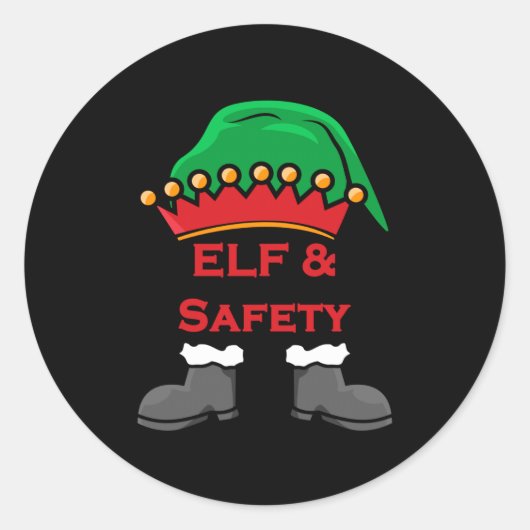 Elf And Safety, Funny Health &amp; Safety Elf Long Runder Aufkleber (Vorderseite)