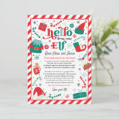 Elf Ankunft Brief Hallo aus Ihren Elf-Elf-Anmerkun Einladung (Stehend Vorderseite)