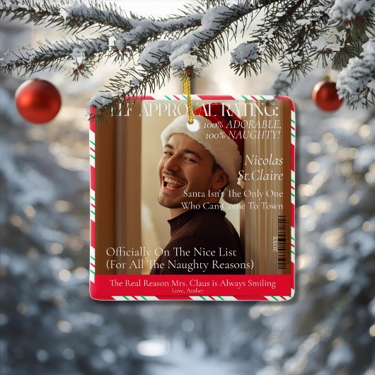 Elf Approval Rating Magazine Boyfriend Keramikornament