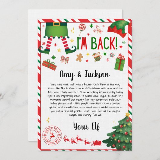 elf arrival letter - elf welcome letter einladung (Vorne/Hinten)