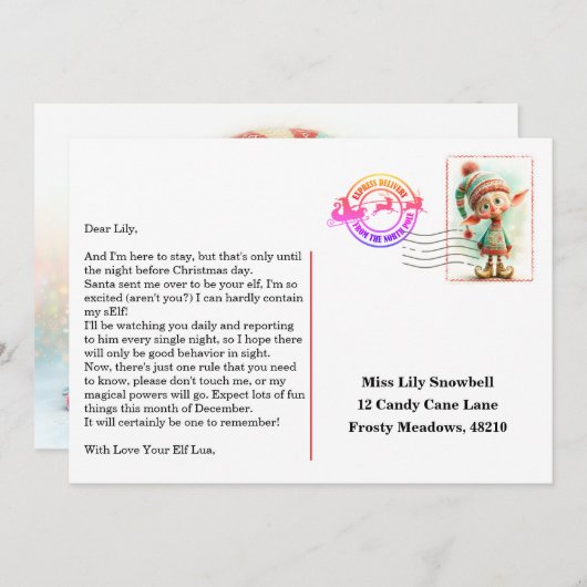 Elf Arrival Letter | North Pole Welcome Message Einladung (Vorne/Hinten)