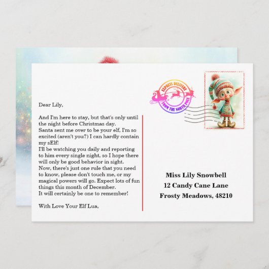 Elf Arrival Letter | North Pole Welcome Message Einladung (Vorne/Hinten)