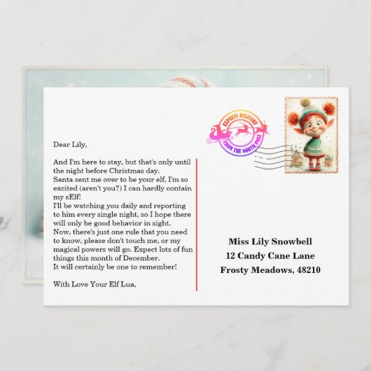 Elf Arrival Letter | North Pole Welcome Message Einladung (Vorne/Hinten)