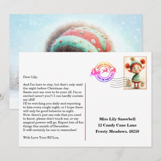 Elf Arrival Letter | North Pole Welcome Message Einladung (Vorne/Hinten)