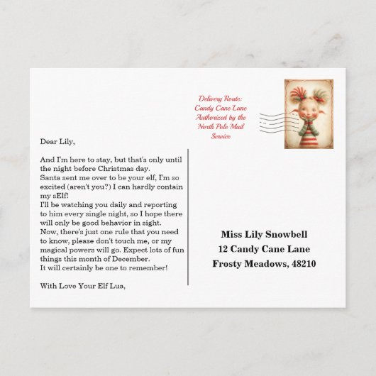 Elf Arrival Letter | North Pole Welcome Message Postkarte (Vorderseite)