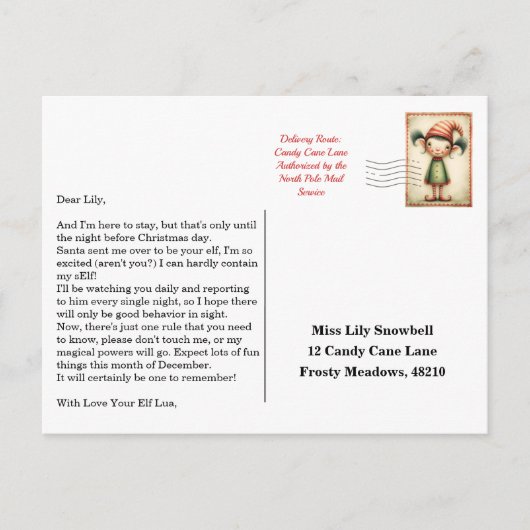 Elf Arrival Letter | North Pole Welcome Message Postkarte (Vorderseite)