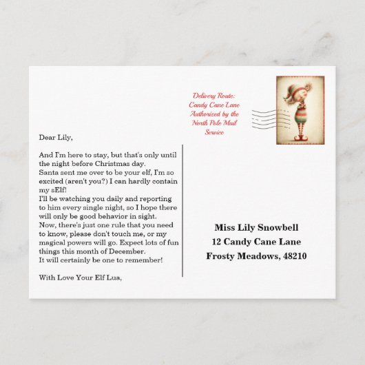 Elf Arrival Letter | North Pole Welcome Message Postkarte (Vorderseite)
